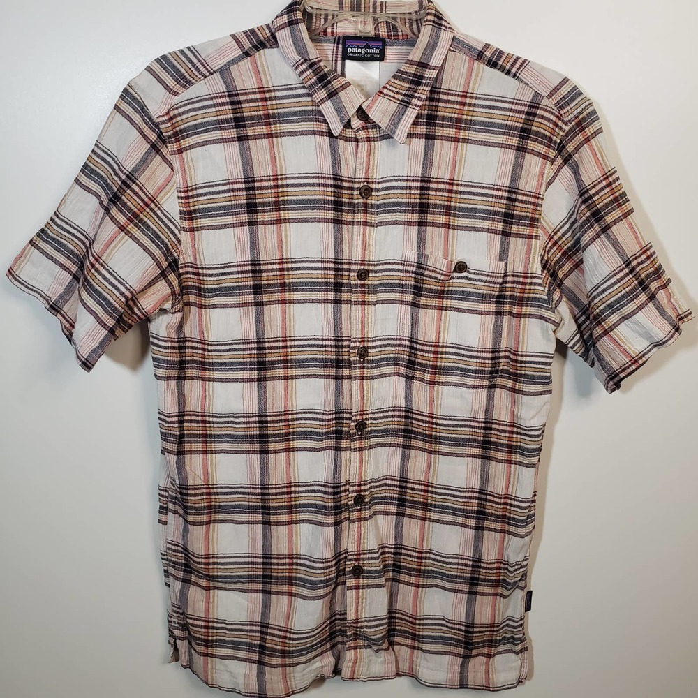 Patagonia Plaid Button Shirt Sz M Short Sleeve Organic Cotton